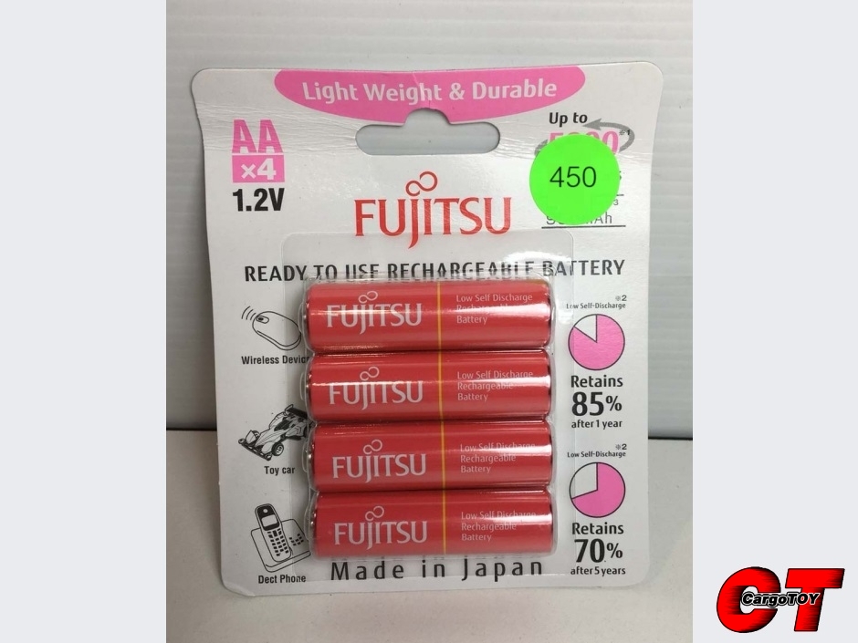 ถ่านชาร์จ รุ่น Fujitus สีชมพู จำนวน 4 ก้อน